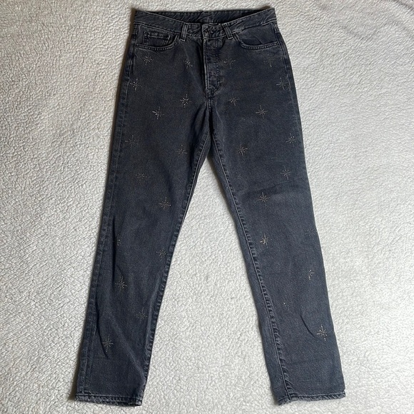 H & M Vintage fit, high waisted & Denim Sparkly Stars Size 28 - Picture 2 of 9